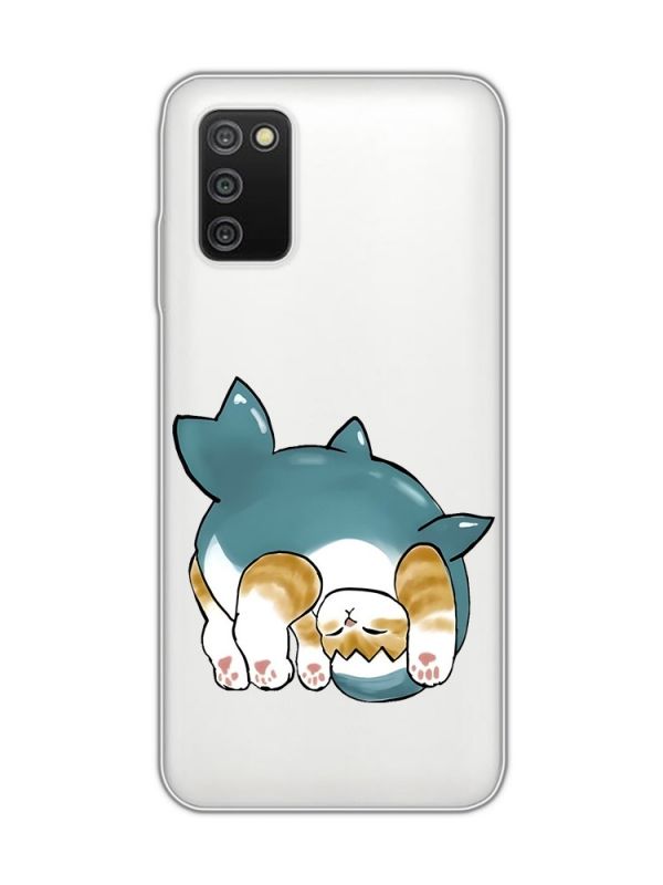 Прозорий чохол на Samsung Galaxy A03s :: Котик акула (принт 378)