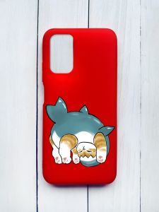 Матовий чохол на Xiaomi Redmi 9T Червоний :: Котик акула (принт 378)