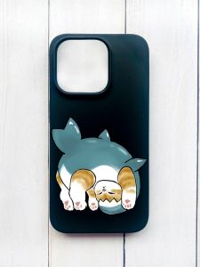 Матовий чохол на iPhone 15 Plus Чорний :: Котик акула (принт 378)