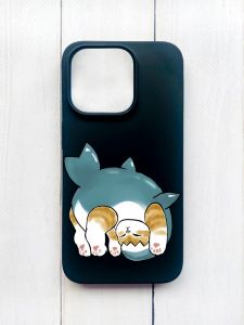 Матовий чохол на iPhone 15 Pro Чорний :: Котик акула (принт 378)