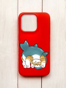 Матовий чохол на iPhone 15 Pro Червоний :: Котик акула (принт 378)