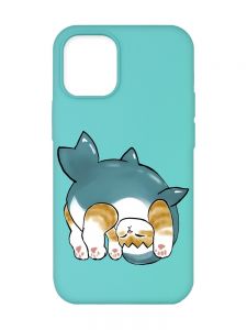 Матовий бірюзовий чохол на Apple iPhone 12/12 Pro (6.1) :: Котик акула (принт 378)