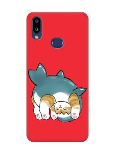 Матовий червоний чохол на Samsung Galaxy A10s (A107) :: Котик акула (принт 378)