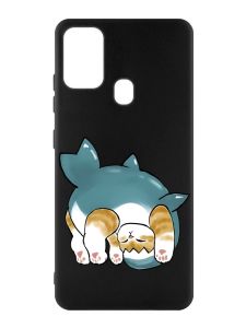 Матовий чорний чохол на Samsung Galaxy M30s/M21 :: Котик акула (принт 378)