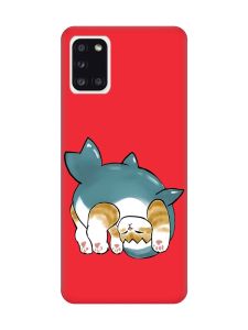 Матовий червоний чохол на Samsung Galaxy A31 :: Котик акула (принт 378)