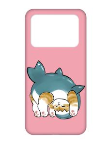 Матовий рожевий чохол на Xiaomi Poco X4 Pro 5G :: Котик акула (принт 378)