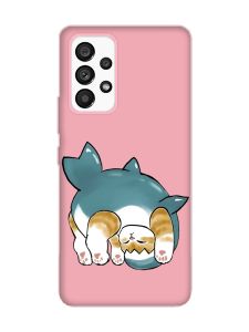 Матовий рожевий чохол на Samsung Galaxy A53 4G/5G :: Котик акула (принт 378)