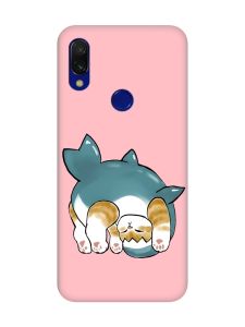 Матовий рожевий чохол на Xiaomi Redmi 7 :: Котик акула (принт 378)
