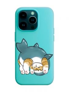 Матовий бірюзовий чохол на Apple iPhone 14 Pro :: Котик акула (принт 378)