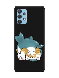 Матовий чорний чохол на Samsung Galaxy A32 :: Котик акула (принт 378)