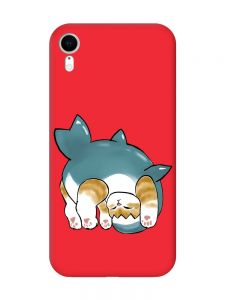 Матовий червоний чохол на Apple iPhone XR :: Котик акула (принт 378)