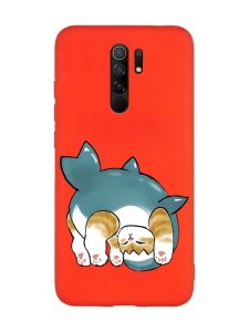 Матовий червоний чохол на Xiaomi Redmi Note 8 Pro :: Котик акула (принт 378)