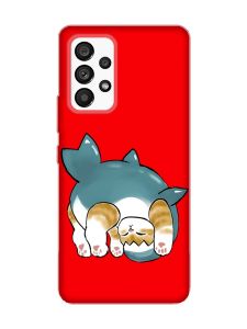 Матовий червоний чохол на Samsung Galaxy A53 4G/5G :: Котик акула (принт 378)