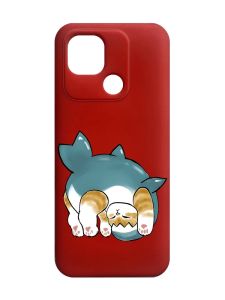 Матовий червоний чохол на Xiaomi Redmi 10C :: Котик акула (принт 378)
