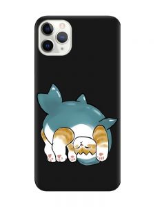 Матовий чорний чохол на iPhone 11 Pro Max (6.5) :: Котик акула (принт 378)