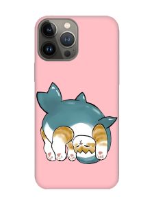 Матовий рожевий чохол на Apple iPhone 13 Pro :: Котик акула (принт 378)