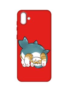 Матовий червоний чохол на Samsung Galaxy A04 :: Котик акула (принт 378)