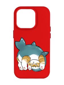 Матовий червоний чохол на Apple iPhone 14 Pro Max :: Котик акула (принт 378)