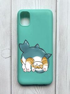 Матовий бірюзовий чохол на Samsung Galaxy A04E / A042 :: Котик акула (принт 378)