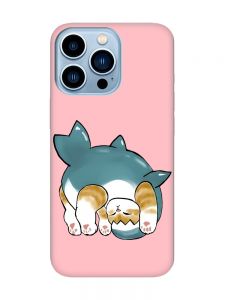 Матовий рожевий чохол на Apple iPhone 13 Pro Max :: Котик акула (принт 378)