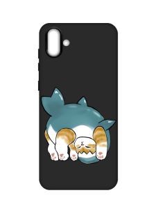 Матовий чорний чохол на Samsung Galaxy A04 :: Котик акула (принт 378)