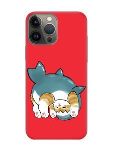 Матовий червоний чохол на Apple iPhone 13 Pro :: Котик акула (принт 378)