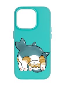 Матовий бірюзовий чохол на Apple iPhone 14 Pro Max :: Котик акула (принт 378)