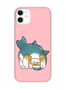 Матовий рожевий чохол на Apple iPhone 11 (6.1) :: Котик акула (принт 378)