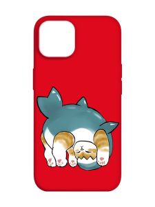 Матовий червоний чохол на Apple iPhone 14 :: Котик акула (принт 378)
