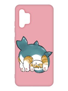 Матовий рожевий чохол на Samsung Galaxy A32 :: Котик акула (принт 378)