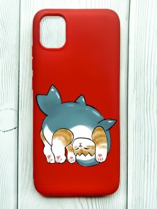 Матовий червоний чохол на Samsung Galaxy A04E/A042 :: Котик акула (принт 378)