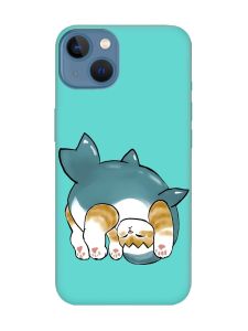 Матовий бірюзовий чохол на Apple iPhone 13 :: Котик акула (принт 378)