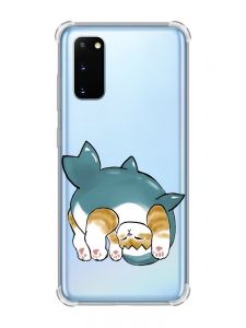 Чохол із потовщеними кутами на Samsung Galaxy S20 Plus :: Котик акула (принт 378)