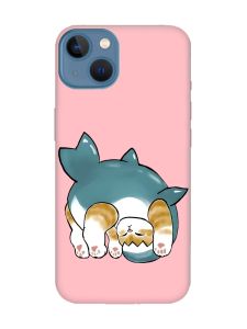 Матовий рожевий чохол на Apple iPhone 13 :: Котик акула (принт 378)