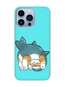 Матовий бірюзовий чохол на Apple iPhone 13 Pro Max :: Котик акула (принт 378)