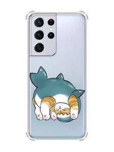 Чохол з потовщеними кутами на Samsung Galaxy S21 Ultra :: Котик акула (принт 378)