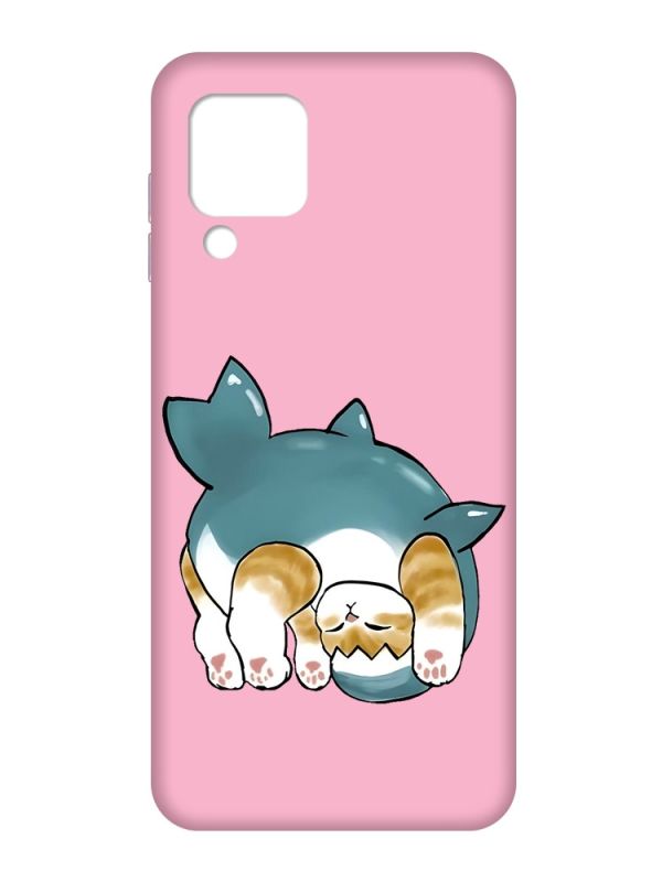 Матовий рожевий чохол на Samsung Galaxy M32/A22/M22 4G :: Котик акула (принт 378)