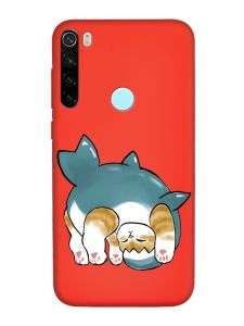Матовий червоний чохол на Xiaomi Redmi Note 8T :: Котик акула (принт 378)