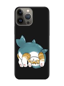 Матовий чорний чохол на Apple iPhone 13 Pro :: Котик акула (принт 378)