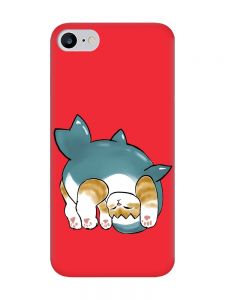 Матовий червоний чохол на iPhone 7/ iPhone 8 :: Котик акула (принт 378)