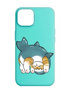 Матовий бірюзовий чохол на Apple iPhone 14 :: Котик акула (принт 378)