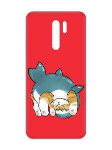 Матовий червоний чохол на Xiaomi Redmi 9 :: Котик акула (принт 378)