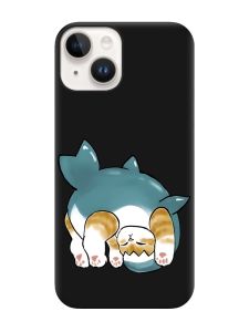 Матовий чорний чохол на Apple iPhone 14 :: Котик акула (принт 378)