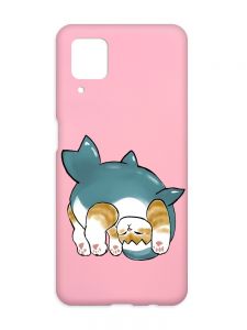 Матовий рожевий чохол на Samsung Galaxy A12 :: Котик акула (принт 378)