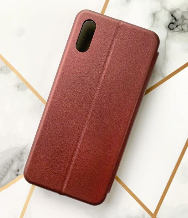 Чохол-книжка з малюнком для Xiaomi Redmi 9A Бордовий :: Дівчина з рюкзаком (принт 30)