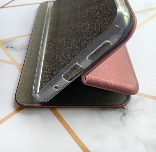 Чохол-книжка з малюнком для Xiaomi Redmi 9A Бордовий :: Дівчина з кавою (принт 137)
