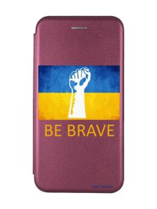 Чохол-книжка з малюнком для Samsung Galaxy A03 (A035) Бордовий :: Мужність Україна (принт 42)