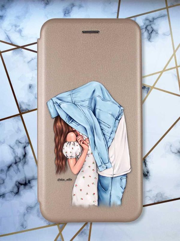 Чохол-книжка з малюнком для Samsung Galaxy A14 5G Золотий :: Поцілунок (принт 33)
