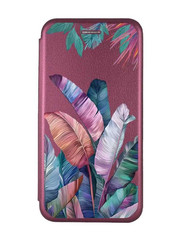 Чохол-книжка з малюнком для Samsung Galaxy A23 Бордовий :: Тропіки (принт 372)