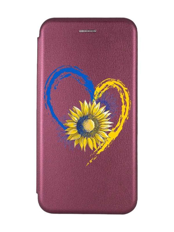 Чохол-книжка з малюнком для Samsung Galaxy A23 Бордовий :: Серце з соняхом. Україна (принт 260)